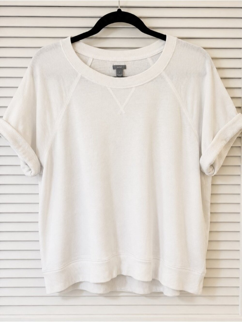 White Short-Sleeve Crewneck Sweatshirt